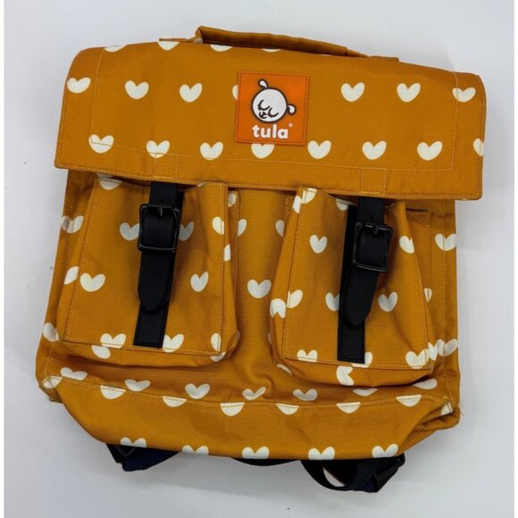 Tula Other - Tula Kids Backpack With Heart Print - Mustard Yellow & White - Dual Buckle Close